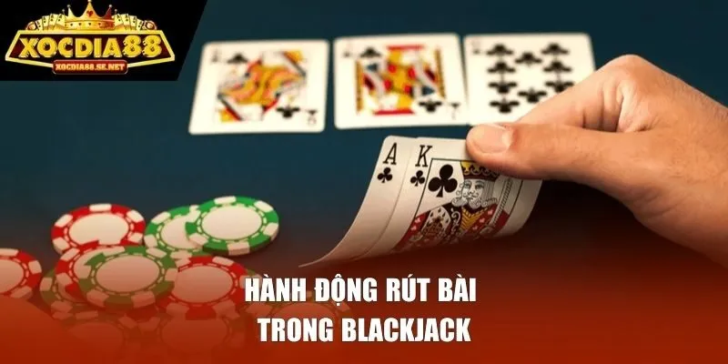 Hành động Rút Bài Trong Blackjack Hotlive Game